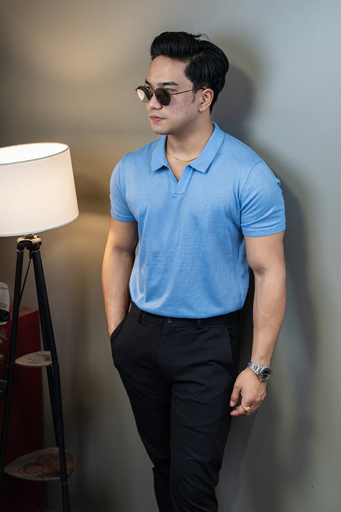 Textured short sleeve polo shirt
